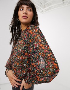 Свободный топ с цветочным принтом Topshop-Мульти