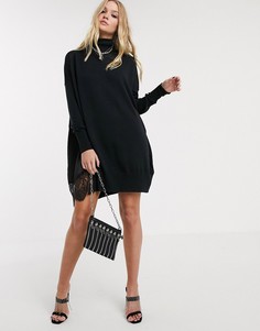 Короткое платье-джемпер с кружевом AllSaints-Черный