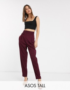 Строгие свободные брюки с завышенной талией ASOS DESIGN Tall-Красный