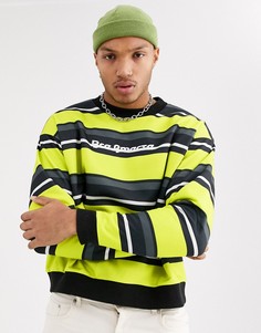 Свободный свитшот с горизонтальными полосами ASOS DESIGN-Желтый