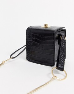 Сумка через плечо с крокодиловым рисунком ASOS DESIGN-Черный