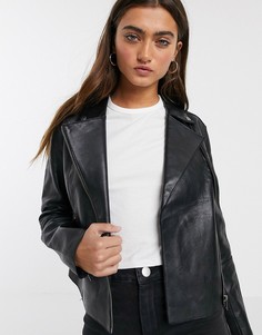 Байкерская куртка из искусственной кожи с поясом Pepe Jeans-Черный