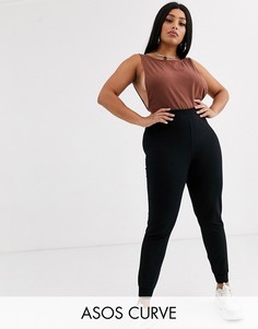 Супероблегающие базовые джоггеры из органического хлопка ASOS DESIGN Curve-Черный