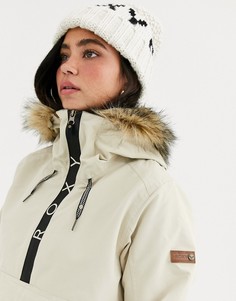 Кремовая горнолыжная куртка с искусственным мехом на капюшоне Roxy-Кремовый