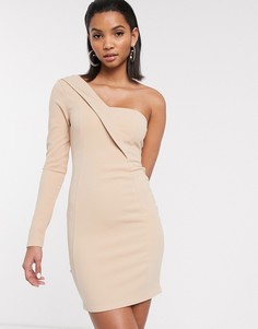 Платье-смокинг мини на одно плечо ASOS DESIGN-Кремовый