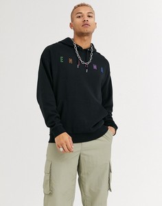 Oversize-худи черного цвета с принтом ASOS DESIGN-Черный