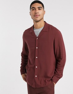 Коричневая рубашка из вискозы классического кроя с отложным воротником ASOS DESIGN-Коричневый
