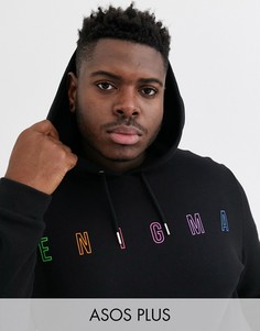 Oversize-худи черного цвета с принтом ASOS DESIGN Plus-Черный