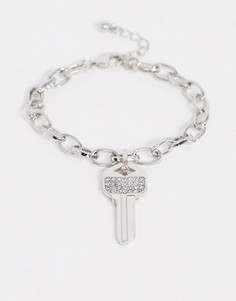 Серебристый браслет с подвеской-ключом ASOS DESIGN-Серебряный