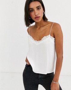 Белый топ с кружевом Bershka