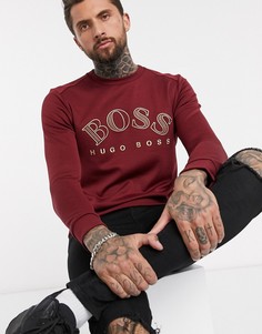 Бордовый свитшот с логотипом BOSS-Красный