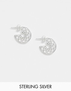Серебряные серьги-кольца с гравировкой ASOS DESIGN-Серебряный