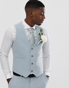 Голубой супероблегающий жилет ASOS DESIGN wedding-Синий
