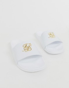 Белые шлепанцы с логотипом SikSilk-Белый