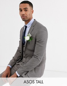 Светло-коричневый приталенный пиджак из фактурной ткани ASOS DESIGN Tall wedding