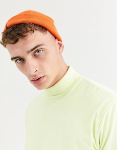 Маленькая шапка-бини неоново-оранжевого цвета ASOS DESIGN-Оранжевый