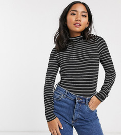 Лонгслив в полоску с высоким воротом ASOS DESIGN Petite-Мульти