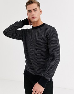 Черный джемпер с шевронным узором Selected Homme