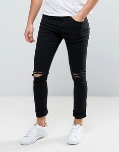Черные рваные джинсы скинни New Look-Черный