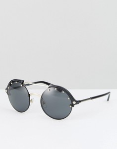 Круглые солнцезащитные очки с двойной переносицей Versace-Черный