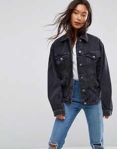 Черная выбеленная джинсовая куртка ASOS DESIGN-Черный