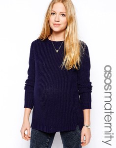 Джемпер крупной вязки для беременных ASOS Maternity-Темно-синий