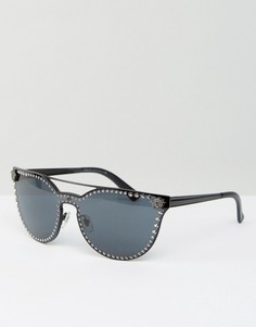 Солнцезащитные очки \кошачий глаз\" с металлической планкой Versace-Черный