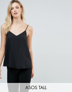 Свободный двухслойный топ на бретельках ASOS DESIGN Tall-Черный