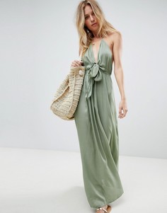 Пляжное платье макси с узлом ASOS DESIGN-Зеленый