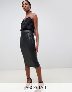 Юбка миди с завышенной талией ASOS DESIGN Tall-Черный