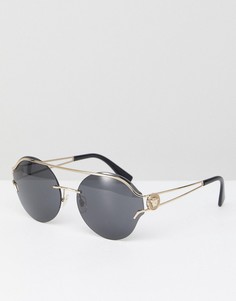 Круглые солнцезащитные очки с планкой Versace - 61 мм-Золотой