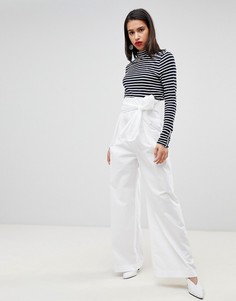 Брюки с высокой талией и завязкой Sportmax Code-Белый