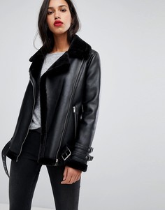 Бомбер из искусственной кожи Vero Moda-Черный