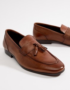 Светло-коричневые кожаные лоферы с черной подошвой ASOS DESIGN-Светло-коричневый