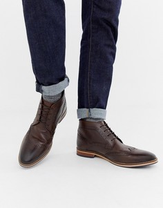 Коричневые кожаные ботинки броги ASOS DESIGN-Коричневый