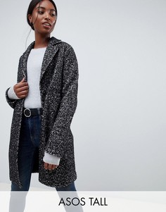 Фактурное пальто-кокон ASOS DESIGN Tall-Серый