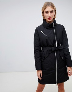 Пальто с высоким воротом и молнией сбоку Love Moschino-Черный