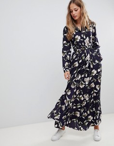 Платье-рубашка макси с цветочным принтом Liquorish-Темно-синий