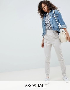 Суженные книзу брюки с завышенной талией ASOS DESIGN Tall-Серый