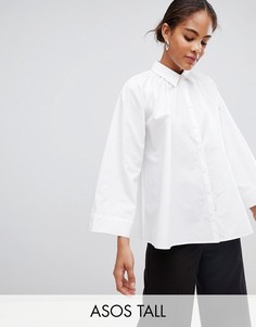 Блузка с присборенным вырезом ASOS WHITE Tall-Белый
