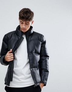 Дутая куртка из искусственной кожи D-Struct-Черный