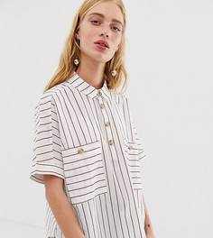Oversize-блузка в полоску с карманами Monki-Белый