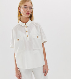 Oversize-блузка с карманами Monki-Белый