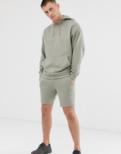 Светло-зеленый спортивный костюм в стиле oversize с худи и шортами ASOS DESIGN