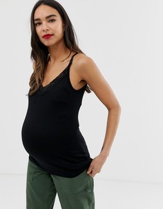 Черный топ для кормления с кружевной отделкой ASOS DESIGN Maternity