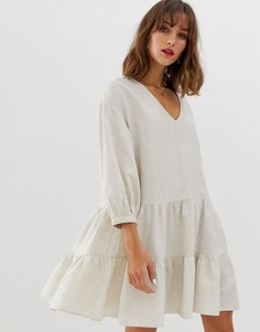 Льняное свободное платье Vero Moda-Кремовый