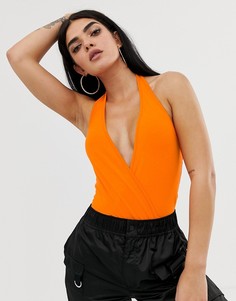 Оранжевое боди-халтер ASOS DESIGN-Оранжевый