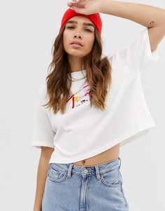 Укороченная футболка с разноцветным логотипом Tommy Jeans-Белый