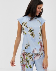 Синий трикотажный пижамный топ с цветочным принтом B By Ted Baker