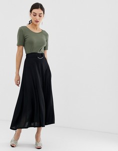 Трикотажная юбка макси с кольцом на поясе Benetton-Черный